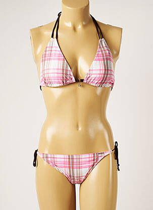 Maillot de bain 2 pièces stretch haut triangles rose BANANA MOON femme