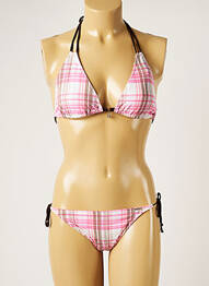 Maillot de bain 2 pièces stretch haut triangles rose BANANA MOON femme