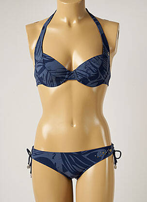Maillot de bain 2 pièces stretch haut soutien-gorge emboitant bleu BANANA MOON femme