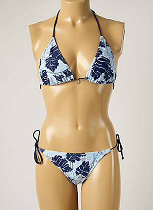 Maillot de bain 2 pièces stretch haut triangles bleu BANANA MOON femme