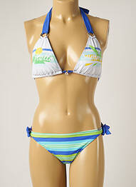 Maillot de bain 2 pièces stretch haut triangles bleu BANANA MOON femme