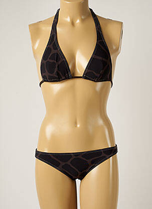 Maillot de bain 2 pièces stretch haut triangles marron BANANA MOON femme