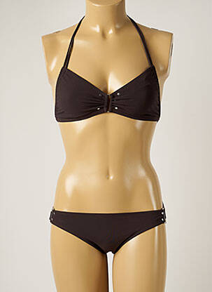 Maillot de bain 2 pièces stretch haut triangles marron BANANA MOON femme