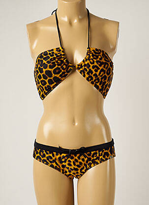 Maillot de bain 2 pièces stretch haut soutien-gorge avec mousse de rembourrage amovible marron BANANA MOON femme