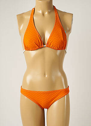 Maillot de bain 2 pièces stretch haut triangles orange BANANA MOON femme