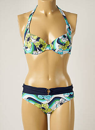 Maillot de bain 2 pièces stretch haut soutien-gorge emboitant bleu BANANA MOON femme