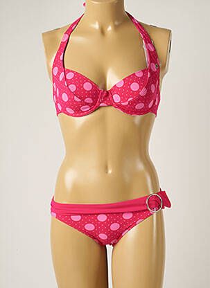 Maillot de bain 2 pièces stretch haut soutien-gorge emboitant rose BANANA MOON femme