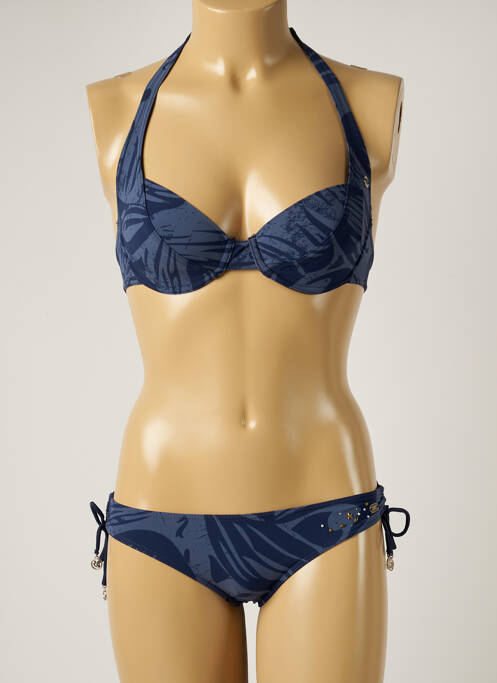 Maillot de bain 2 pièces stretch haut soutien-gorge emboitant bleu BANANA MOON femme