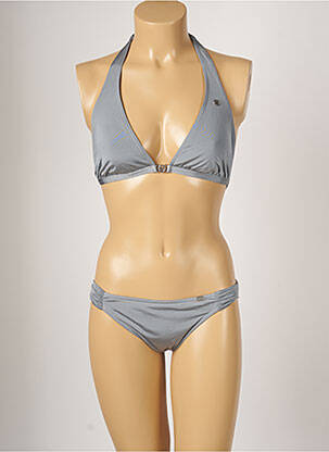 Maillot de bain 2 pièces stretch haut triangles gris BANANA MOON femme