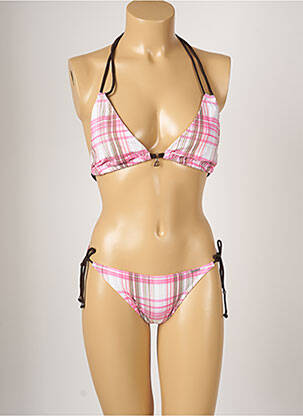 Maillot de bain 2 pièces stretch haut triangles rose BANANA MOON femme