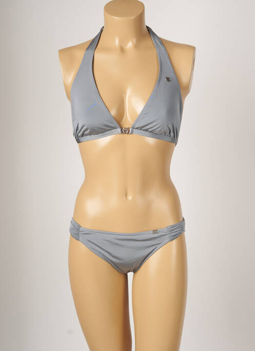 Maillot de bain 2 pièces stretch haut triangles gris BANANA MOON femme