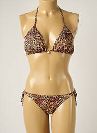 Maillot de bain 2 pièces fermeture liens à nouer haut soutien-gorge balconnet marron BANANA MOON femme