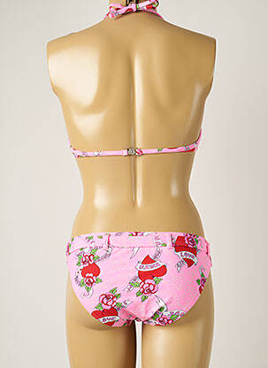 Maillot de bain 2 pièces fermeture liens à nouer haut soutien-gorge balconnet rose BANANA MOON femme