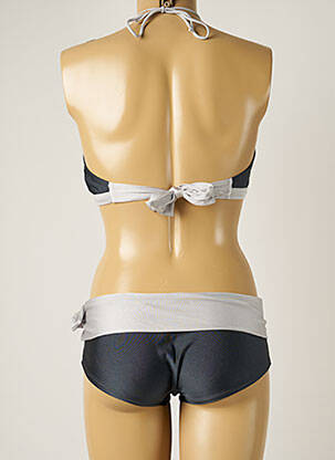 Maillot de bain 2 pièces fermeture liens à nouer haut soutien-gorge balconnet gris BANANA MOON femme