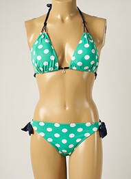 Maillot de bain 2 pièces fermeture liens à nouer haut soutien-gorge balconnet vert BANANA MOON femme