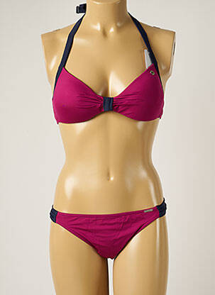 Maillot de bain 2 pièces fermeture liens à nouer haut soutien-gorge balconnet violet BANANA MOON femme