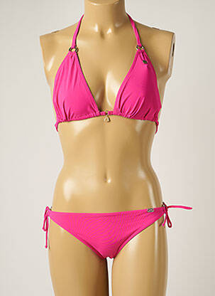 Maillot de bain 2 pièces fermeture liens à nouer haut soutien-gorge balconnet rose BANANA MOON femme