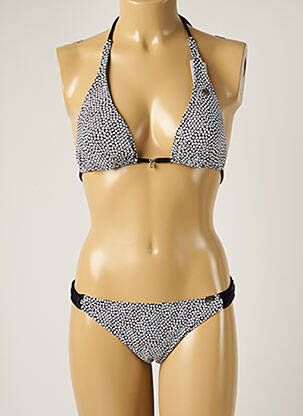 Maillot de bain 2 pièces fermeture liens à nouer haut soutien-gorge balconnet noir BANANA MOON femme