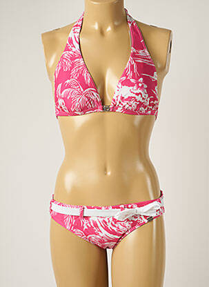 Maillot de bain 2 pièces fermeture clip haut triangles rose BANANA MOON femme