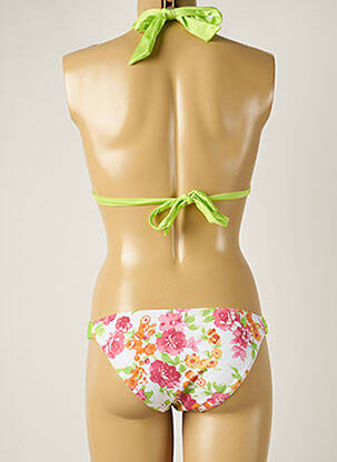 Maillot de bain 2 pièces fermeture liens à nouer haut triangles vert BANANA MOON femme