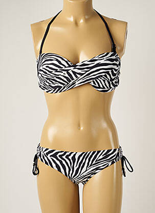 Maillot de bain 2 pièces fermeture liens à nouer haut soutien-gorge balconnet noir BANANA MOON femme