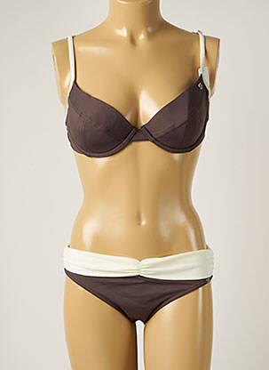 Maillot de bain 2 pièces fermeture clip haut soutien-gorge balconnet gris BANANA MOON femme