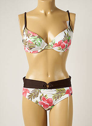 Maillot de bain 2 pièces stretch haut soutien-gorge balconnet blanc BANANA MOON femme