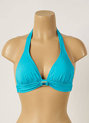Haut de maillot de bain stretch haut soutien-gorge moulé bleu LIVIA femme