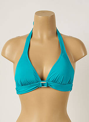 Haut de maillot de bain stretch haut soutien-gorge moulé bleu LIVIA femme