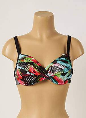 Haut de maillot de bain stretch haut soutien-gorge emboitant noir LIVIA femme