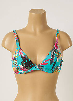 Haut de maillot de bain stretch haut soutien-gorge emboitant bleu LIVIA femme