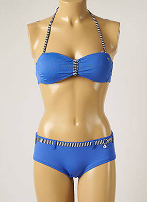 Maillot de bain 2 pièces stretch haut soutien-gorge moulé bleu BANANA MOON femme