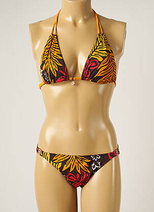 Maillot de bain 2 pièces stretch haut triangles orange BANANA MOON femme