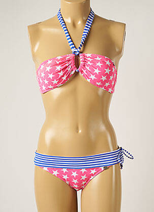 Maillot de bain 2 pièces stretch haut soutien-gorge moulé rose BANANA MOON femme