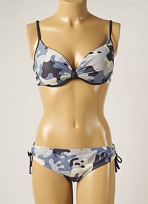 Maillot de bain 2 pièces stretch haut soutien-gorge moulé bleu BANANA MOON femme