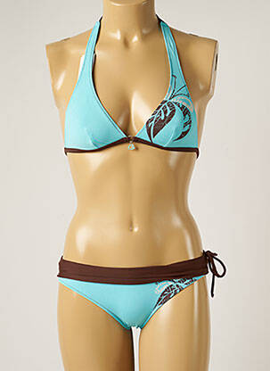 Maillot de bain 2 pièces stretch haut triangles bleu BANANA MOON femme
