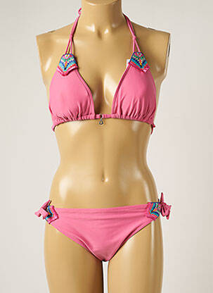 Maillot de bain 2 pièces stretch haut soutien-gorge moulé rose BANANA MOON femme