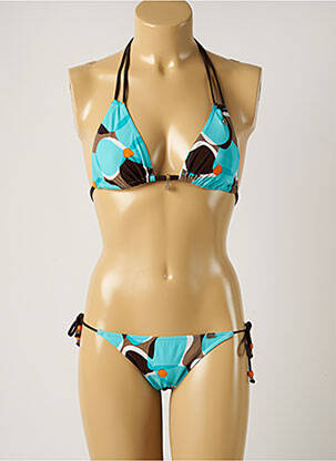 Maillot de bain 2 pièces stretch haut triangles bleu BANANA MOON femme