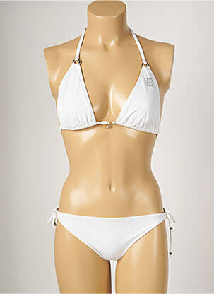 Maillot de bain 2 pièces stretch haut triangles blanc BANANA MOON femme
