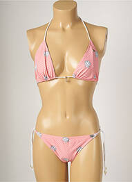 Maillot de bain 2 pièces stretch haut triangles rose BANANA MOON femme