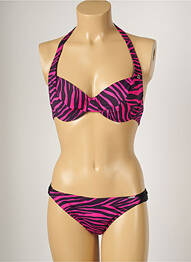 Maillot de bain 2 pièces stretch haut soutien-gorge emboitant rose BANANA MOON femme