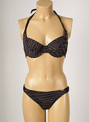 Maillot de bain 2 pièces stretch haut soutien-gorge emboitant marron BANANA MOON femme