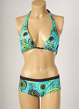 Maillot de bain 2 pièces stretch haut soutien-gorge avec mousse de rembourrage amovible bleu BANANA MOON femme