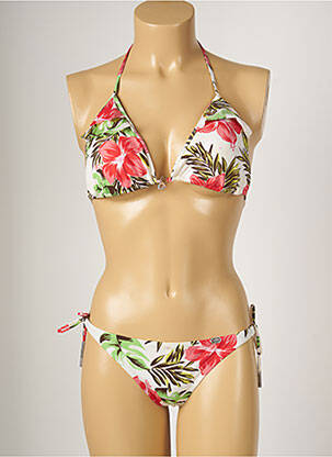 Maillot de bain 2 pièces stretch haut soutien-gorge avec mousse de rembourrage amovible blanc BANANA MOON femme