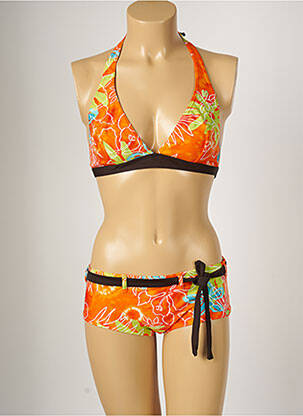 Maillot de bain 2 pièces stretch haut triangles orange BANANA MOON femme