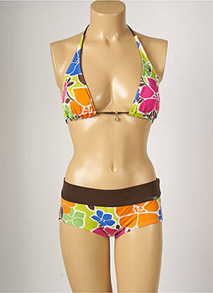 Maillot de bain 2 pièces stretch haut soutien-gorge avec mousse de rembourrage amovible marron BANANA MOON femme