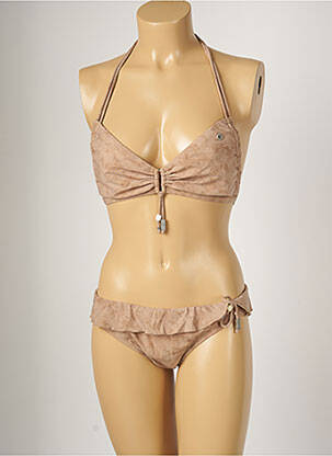 Maillot de bain 2 pièces stretch haut triangles marron BANANA MOON femme