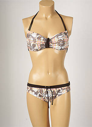 Maillot de bain 2 pièces stretch haut triangles marron BANANA MOON femme