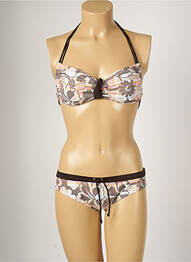 Maillot de bain 2 pièces stretch haut triangles marron BANANA MOON femme