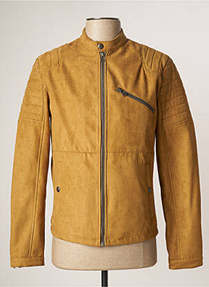 Veste simili cuir poches beige JACK & JONES homme